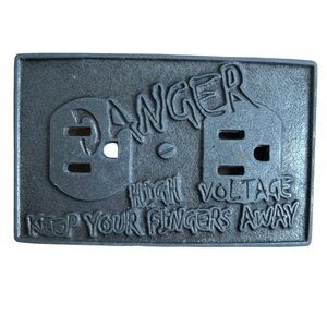 Buckle belt Danger high voltage keep your fingers away funny solid metal unisex